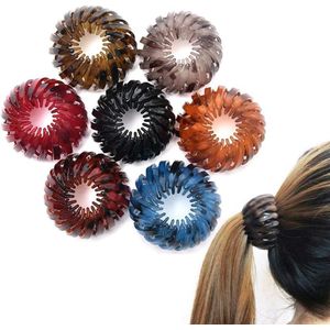 TheLau - Set van 7 vogelnest haarspeldjes en paardenstaarthouder - Uitbreidbaar en geschikt voor vrouwen en meisjes