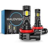 HaloVision Turbo LED Koplampen H8 / H11 – 150W 30000Lm 6000K Helder Wit – Canbus Plug en Play Dimlicht Grootlicht LED Set van 2 Autolampen