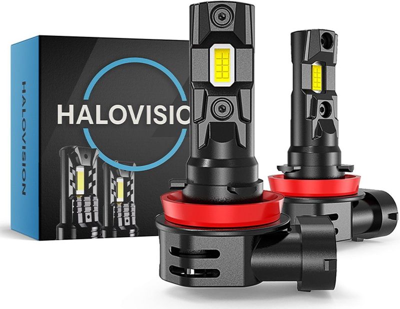 HaloVision Turbo LED Koplampen H8 / H11 – 150W 30000Lm 6000K Helder Wit – Canbus Plug en Play Dimlicht Grootlicht LED Set van 2 Autolampen
