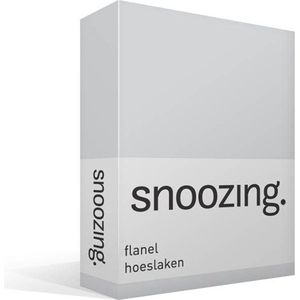 Snoozing - Flanel - Hoeslaken - Lits-jumeaux - 160x200 cm - Grijs