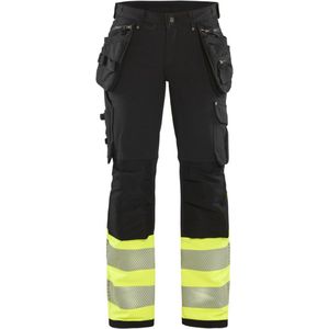 Blaklader Dames High Vis 4-weg stretch werkbroek 7193-1642 - Zwart/High Vis Geel - C48