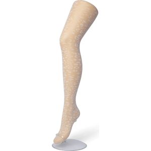 Bonnie Doon Dames Panterprint Panty 20 Denier Off White maat S/M - Chique Panty - Leopard Dessin - Brede Boord - Comfort - Panter Print - Dieren Print - Panther Tights - Feestelijk - Gebroken Wit - Ecru - Crème - Ivory - BP201909.250