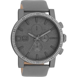 Donker grijze OOZOO horloge met donker grijze leren band - C11312
