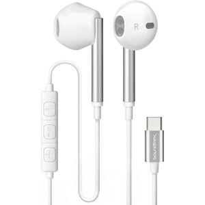 Soundtrex Oortjes met Draad USB-C - Bedrade Oordopjes met Microfoon - Geschikt voor Smartphones en Tablets - Wit