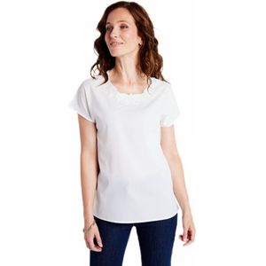 Top met lange mouwen en borduursel in ronde hals