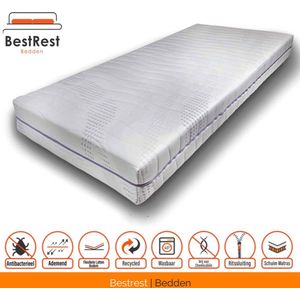 Pocketveer Matras - De Luxe - Nasa Traagschuim - verkoelend en drukverlagend - 25cm matrasdikte - 90x210cm