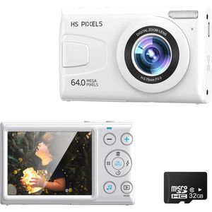 Digitale camera 64 MP FHD 1080P met 18x zoom en anti-shake voor kinderen
