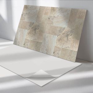 Wallfluent Vinyl Wandpaneel - Steenmozaïekpatroon Vinyl Wandbekleding - 100 cm x 50 cm - Beige PVC wandpaneel - Verpakking van 1 stuk - Rechthoekig Wandbekleding Vinyl - Texturen Wandpaneel - Zelfklevend Muurpaneel - Wandpaneel Keuken en Badkamer