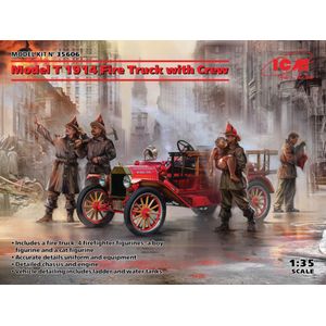 1:35 ICM 35606 Model T 1914 Fire Truck with Crew Plastic Modelbouwpakket