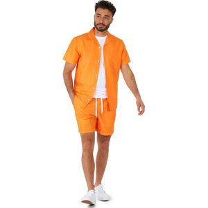 OppoSuits The Orange - Heren Zomer Set - Bevat Shirt En Shorts - Festival Outfit - Oranje - Maat: XL