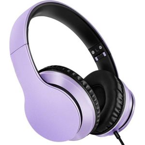 StayPowered Koptelefoon - Ingebouwde Microfoon - Lichtgewicht - Hoogwaardig Materiaal - Ademende Kussens - Paars/Zwart - 1,5m lange Snoer - Opvouwbaar en Draagbaar - 3,5mm Aansluiting - Levering Sneller dan Aangegeven!