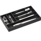 Relaxdays bestekbak zwart - 6 vakken - bestek organizer - bamboe - keukenlade organizer