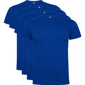 4 Pack Dogo Premium Unisex T-Shirt merk Roly 100% katoen Ronde hals Konings Blauw, Maat S