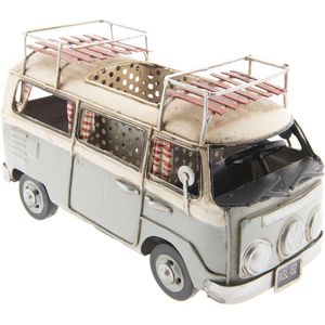 Clayre & Eef Modelauto Volkswagen Bus Licentie Camper 19x10x12 cm Grijs Ijzer Miniatuur VW Bus Miniatuur Auto