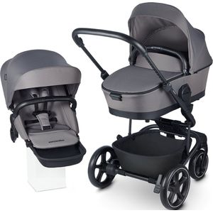 Easywalker Harvey5 Wandelwagen + Harvey⁵ Reiswieg, 0-22 kg, Ideaal voor 2 kinderen, In 4 posities verstelbaar, Veilige 5-puntsgordel, Geschikt voor autostoeltje - Kiezelgrijs