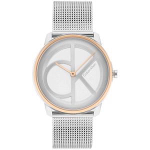 Calvin Klein CK25200033 Dames Horloge - Mineraalglas - Roestvrijstaal - Zilverkleurig - Ø 35 mm - Quartz - Druksluiting - 3 ATM (spatwater)