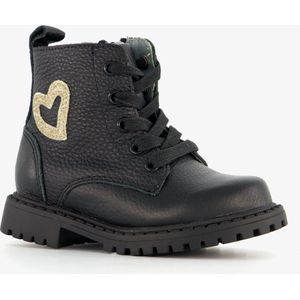 TwoDay leren meisjes veterboots zwart met hartje - Maat 20
