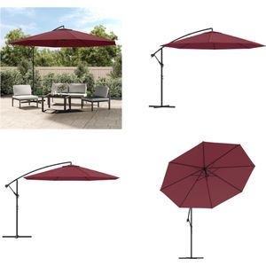 vidaXL Zweefparasol met aluminium paal 350 cm bordeauxrood - Zweefparasol - Zweefparasols - Parasol - Parasols