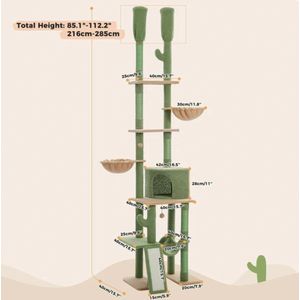 Dutchbleu Store® - Kattentoren krabpaal - Cactus - verstelbaar 216-285cm