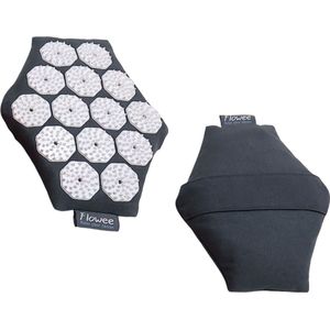 Flowee Spijkermat Massagehand - Grijs met wit - Acupressuur Mat - Spijkerbed - Acupunctuur - Shakti Massage - Drukpunt massage
