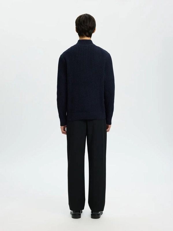 Selected Homme Tom LS Knit Structure Half Zip Sky Captain