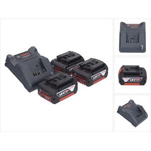 Bosch GAL 18V-20 acculader 10.8 - 18 V 2 A ( 2607226281 ) + 3x GBA 18 V 5.0 Ah accu ( 3x 2607337069 )