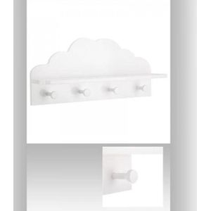 Kapstok Witte wolk - 4 haken - Kinderdecoratie-kinderkapstok