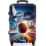 NoBoringSuitcases.com - Grote koffer - Gedetailleerde basketbal voor skyline - Kinderkoffer jongen - Reiskoffer met 4 wielen - Trolley op wieltjes - Rolkoffer groot kinderen - 60 liter - Ruimbagage valies 20kg