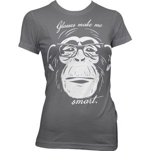 Hybris Glasses Makes Me Smart Girly Tee Damen T-Shirt Dark-Grey-S