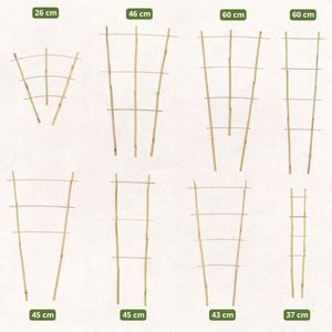 KADAX Bamboeladder, set van 5, steunladder voor bloemen, tuinplantensteun van bamboehout, bloemenrooster, klimhulp, rasterspalier V-vorm, klimhulp (H: 38 cm, dubbel)