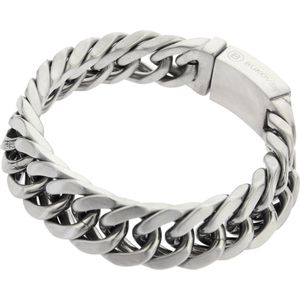 Bukovsky - Geborstelde Stalen Heren Armband - ""Chase Small"" - 23 cm - Extra Lang - Zilverkleur - Mat - Rvs - 316L Stainless Steel