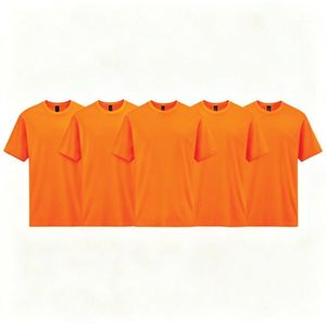 Heren T-shirt Oranje - 5 stuks - Goede pasvorm - Basic Blanco Shirt -5 pack -Regular fit - 100% Katoen - Comfortabel - Gildan