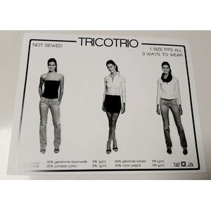 Quality House Tricotrio marine donker blauw - strapless tricot top strak - one size - 1 maat - op 3 manieren draagbaar - sjaal, topje en rok- 3 in 1