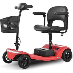 Sweetrich S2 - Elektrische Scootmobiel - Rood - 12Ah Accu - 15 km Actieradius - 250W Borstelloze Motor - Opvouwbaar