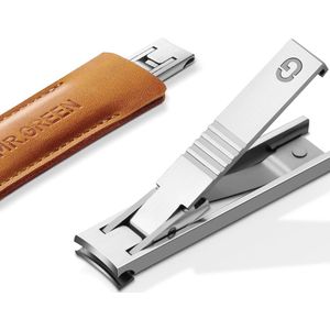 Ultraslanke Roestvrijstalen Nagelknipper met Kalfsleren Etui - Draagbaar en Perfect voor Manicure