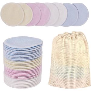 Herbruikbare Make-up Remover Pads - 24 Stuks - Milieuvriendelijke Bamboe Microfiber - Wasbare Pads voor Alle Huidtypes