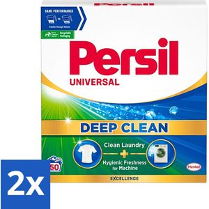 2 x Persil - Wasmiddel - Waspoeder Universal - Witte Was - Krachtige Vlekverwijdering - 50 wasbeurten - Witte Was - Waspoeder - Vlekken Verwijderen - Wasmiddel - Wasformule
