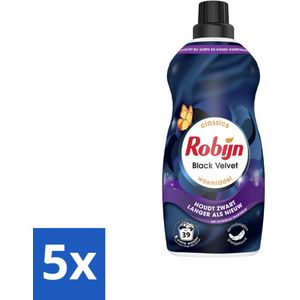Robijn – Vloeibaar Wasmiddel – Klein & Krachtig Black Velvet – 1,19 L - Bulkverpakking - 5 stuks