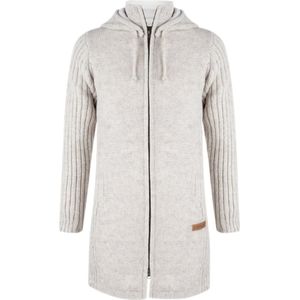 Gebreid Wollen Dames Vest van Schapenwol met Katoenen Voering en afneembare capuchon - SHAKALOHA - W Supermodel ZH Beige 3XL