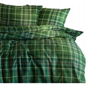 Groen Katoen Satijn Dekbedovertrek Set 160x200 cm Geruit