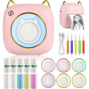 Equivera Mini-Printer - Pocket Printer - Mobiele Fotoprinter - Draagbaar & Draadloos - Leerhulp & Notites