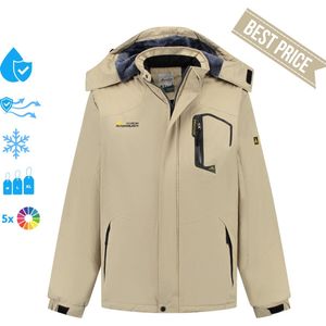 Winterjas - Heren winterjas - Heren parka jas - Wintersport - Waterdicht - Capuchon - Windjack - Maat L - Khaki