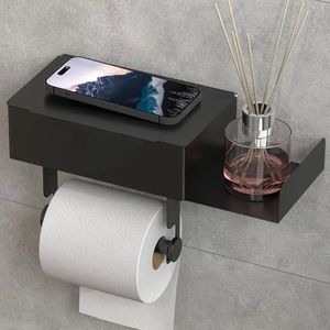 Luxe zelfklevende Wc-rol houder. Toiletpapierhouder - Zwart