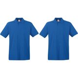 2-Pack maat S blauw polo shirt premium van katoen voor heren - Polo t-shirts voor heren