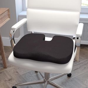 Zitkussen voor Bureaustoel - CertiPUR-US Gecertificeerd Memory Foam - Comfortabel Kussen Zwart