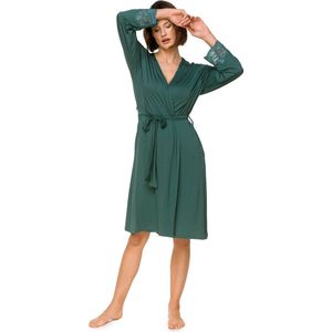Dames Kimono Belle-Ochtendjas-Micromodal-Kanten Details-Groen-Maat XL/XXL