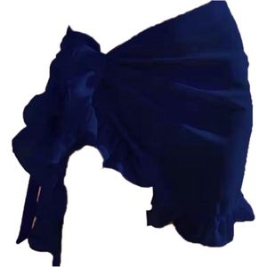 1 Piece Beach Wrap Sarong for Women Pareo Summer Swimsuit Sexy Bikini Covers Sun Protection Beach Towel Wrap Skirt Swimwear Ruffle Beach Skirt for Campfire Party Pool Navy Blue
