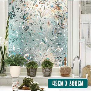 Homewell Raamfolie HR++ 45x300cm - Zonwerend & Isolerend - Statisch - Glas in Lood - Regenboog Bloemen