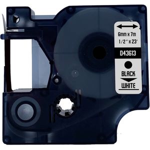 DULA Dymo D1 43613 - S0720780 - Compatible label tape - 1 lettertape - Zwart op wit - 6mm x 7m