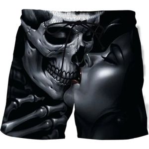 Doodshoofd Zoenend met Dame Zwembroek - Prachtig ontwerp - Prachtige korte broek - Skull - Gothic - Heren